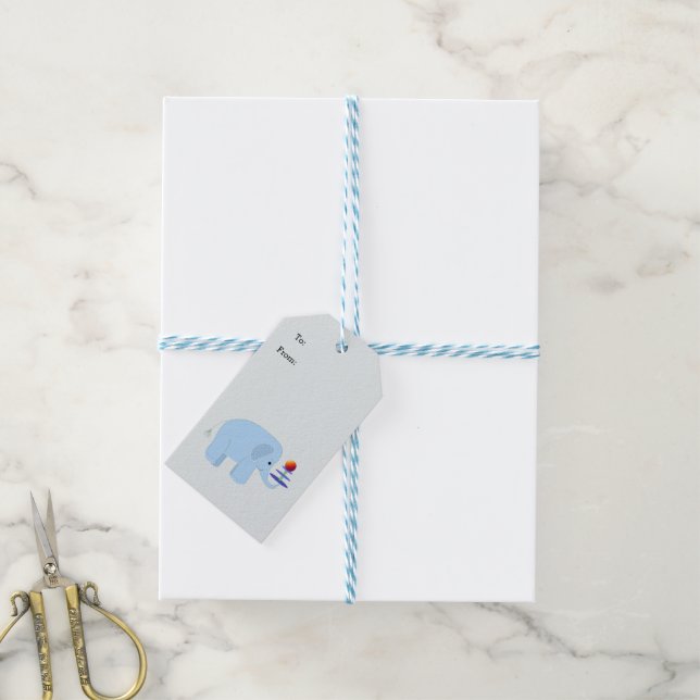 Étiquettes-cadeau Numéro d'équilibre d'éléphant de bébé (Avec de laficelle)