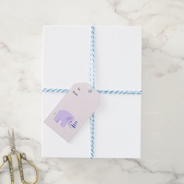 Étiquettes-cadeau Numéro d'équilibre d'éléphant de bébé (Avec de laficelle)