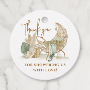 Étiquettes Cadeau Nursery Boho Baby shower vert moderne Merci