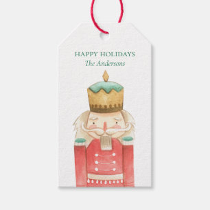 Étiquettes-cadeau Nutcracker Aquarelle Holly Noël