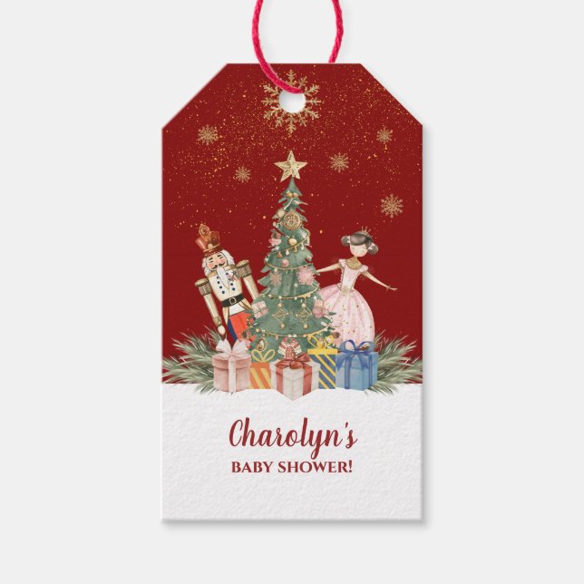 Étiquettes-cadeau Nutcracker Noël Baby shower de fête (Devant)
