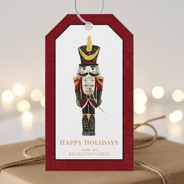 Étiquettes-cadeau Nutcracker Traditional Christmas Personalized Red  (Créateur téléchargé)