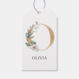 Étiquettes-cadeau O Monogramme Floral Tags cadeaux personnalisés