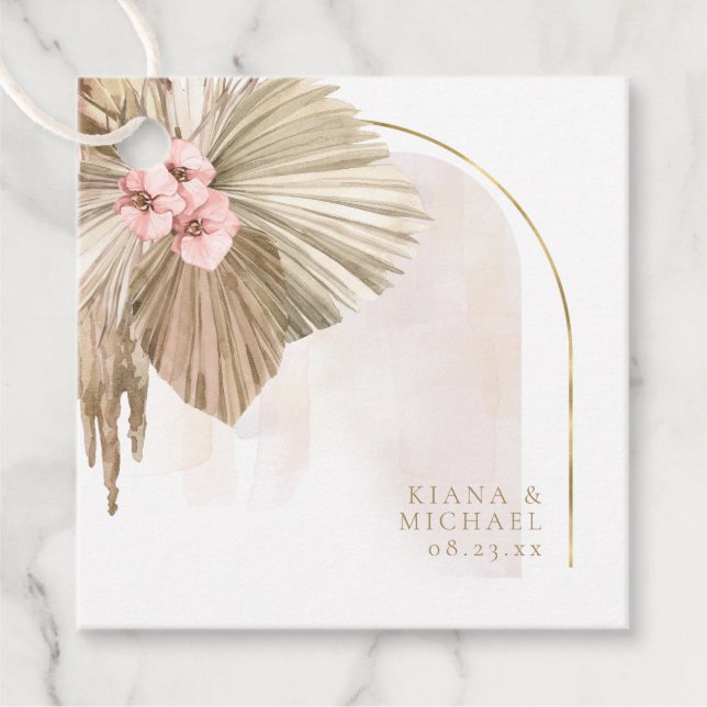 Étiquettes Cadeau Oasis Boho Arche florale de mariage ID959 (Devant)