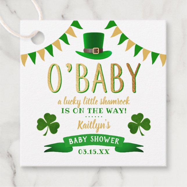 Étiquettes Cadeau O'Baby St. Patrick's Day Baby shower (Devant)