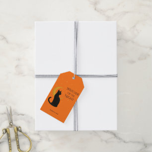 Étiquettes-cadeau Observateur de la nuit - Chat noir d'Halloween