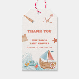 Étiquettes-cadeau Ocean Boy Adventure Baby shower de voilier