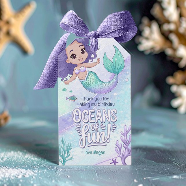 Étiquettes-cadeau Océans de Plaisir Sirène Merci V1 ID1142 (Créateur téléchargé)