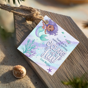 Étiquettes Cadeau Oceans of Fun Mermaid Merci V2 ID1142