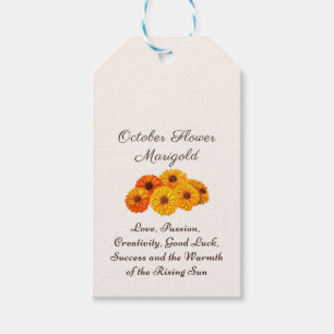 Étiquettes-cadeau Octobre Mois de naissance Fleur Marigold Elegant