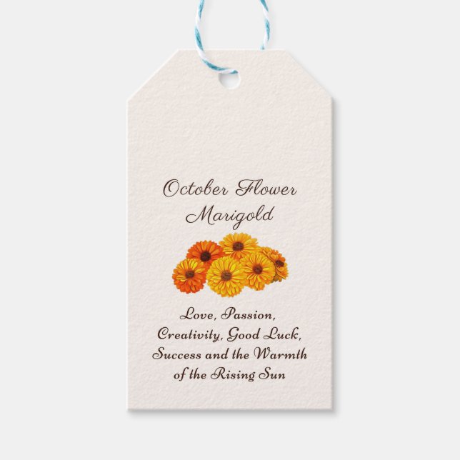 Étiquettes-cadeau Octobre Mois de naissance Fleur Marigold Elegant (Devant)