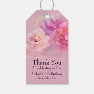 Étiquettes-cadeau Oeillets Jolies Roses Merci Photo Élégant