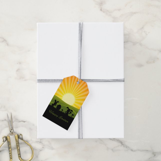 Étiquettes-cadeau Oeuf de peinture de lapin de Pâques mignon (Avec de la ficelle)