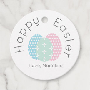 Étiquettes Cadeau Œufs à motifs de Pâques heureux pointillés Fête