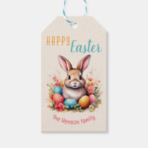 Étiquettes-cadeau Oeufs de lapin de Pâques personnalisés Famille