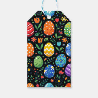 Étiquettes-cadeau Œufs de Pâques et Fleurs Arc-en-ciel