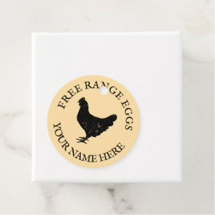 Étiquettes Cadeau OEufs frais de ferme libre silhouette de poulet