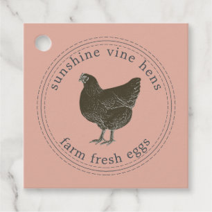 Étiquettes Cadeau Oeufs frais de ferme Vintage Hen Oeufs carton Dust