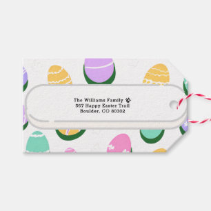 Étiquettes-cadeau Oeufs Pastel & Empreintes Bunny Jouer à Pâques