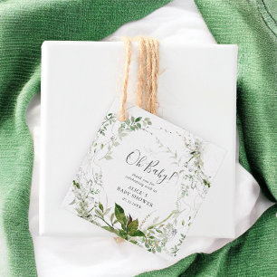 Étiquettes Cadeau Oh Baby Baby shower de verdure moderne