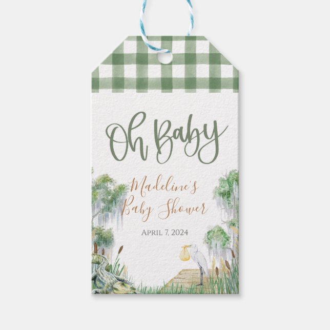 Étiquettes-cadeau Oh Baby Bayou Baby shower de marais (Devant)