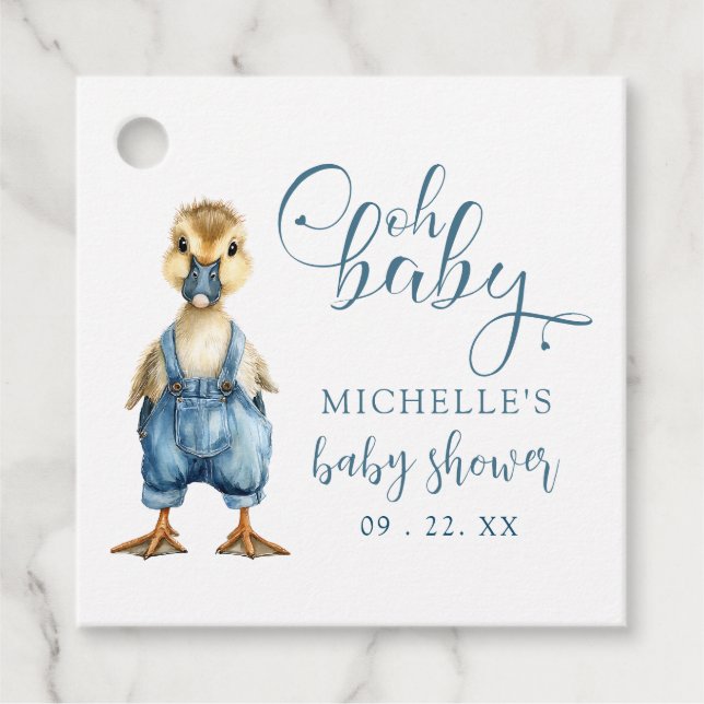 Étiquettes Cadeau Oh Baby Blue Jean Baby Denim Baby Shower (Devant)