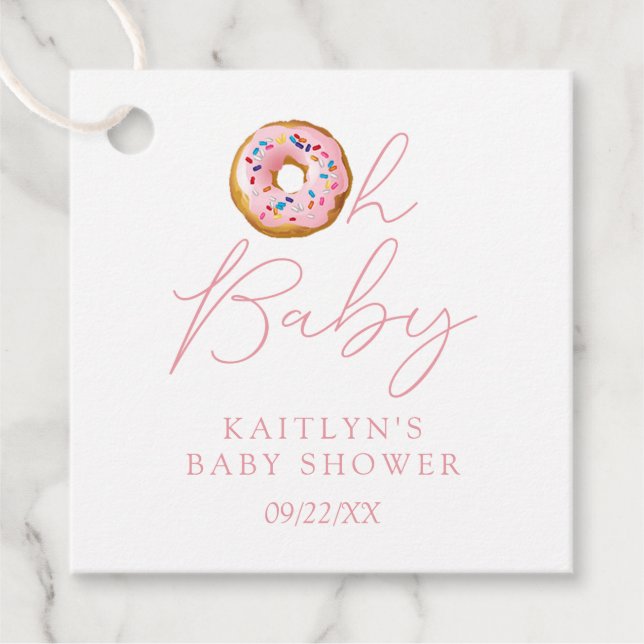 Étiquettes Cadeau Oh Baby Donut Sprinkle Girls Baby shower (Devant)