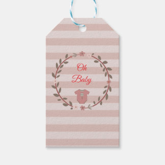 Étiquettes-cadeau Oh Baby Dusty Rose Blush Rose Fleurs Fille Shower