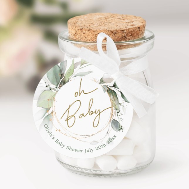 Étiquettes Cadeau Oh Baby Eucalyptus Baby shower Favoriser les étiqu (Créateur téléchargé)