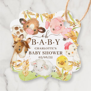 Étiquettes Cadeau Oh Baby Farm Animals Baby shower Favoriser Favor T