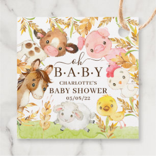 Étiquettes Cadeau Oh Baby Farm Animals Baby shower Favoriser Favor T