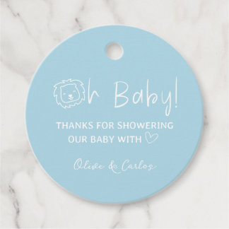 Étiquettes Cadeau Oh Baby Lion et Baby shower de Merci du coeur