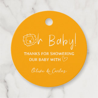 Étiquettes Cadeau Oh Baby Lion et Baby shower de Merci du coeur