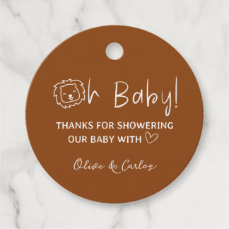 Étiquettes Cadeau Oh Baby Lion et Baby shower de Merci du coeur