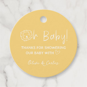 Étiquettes Cadeau Oh Baby Lion et Baby shower de Merci du coeur
