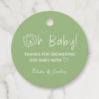 Étiquettes Cadeau Oh Baby Lion et Baby shower de Merci du coeur
