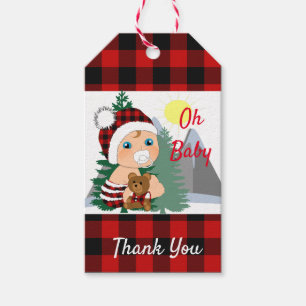 Étiquettes-cadeau Oh Baby Lumberjack Plaid Baby shower mignon