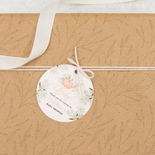 Étiquettes Cadeau Oh Baby rose citrouille baby shower floral chic