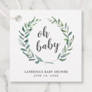 Étiquettes Cadeau Oh Baby Rustic Greenery Baby shower neutre genre