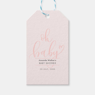 Étiquettes-cadeau Oh Baby Simple Pink Script Favor Gift Tags
