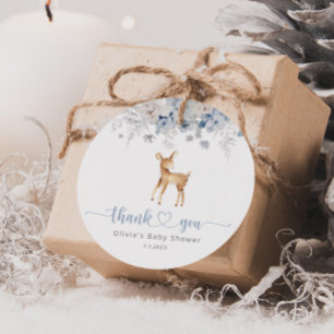 Étiquettes Cadeau Oh cerf hiver bleu garçon Baby Shower