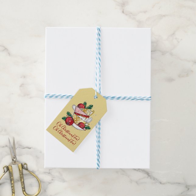 Étiquettes-cadeau Oh Christmas Tea ! (Avec de laficelle)