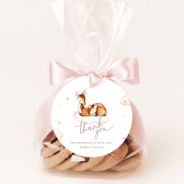 Étiquettes Cadeau Oh Deer Baby shower d'aquarelle neutre pour le gen (Créateur téléchargé)