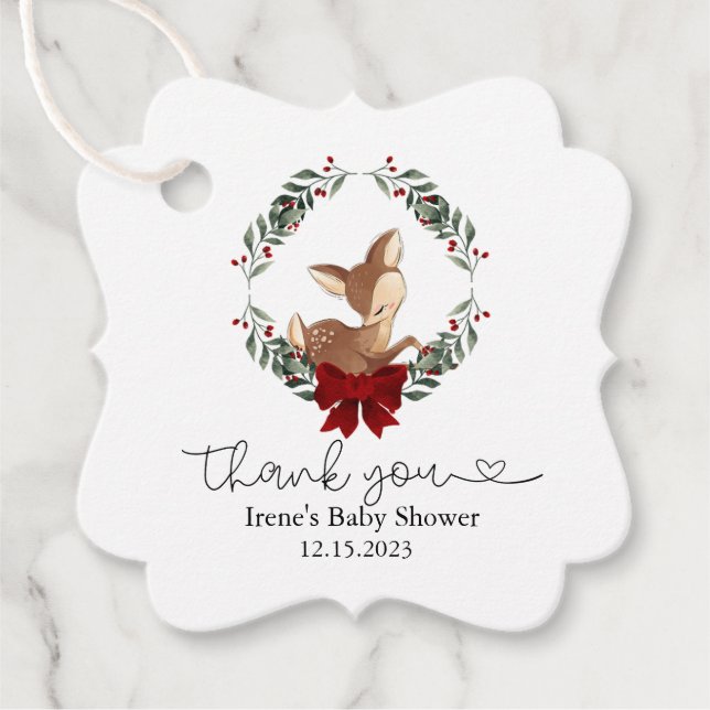 Étiquettes Cadeau Oh Deer Hiver Merci de verdure (Devant)