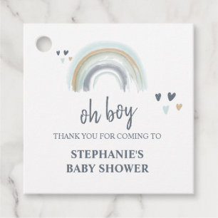 Étiquettes Cadeau Oh Garçon Baby Shower Bleu Bohème Arc-en-ciel Merc