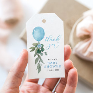 Étiquettes-cadeau Oh Garçon Ballon Bleu Verdure Baby Shower