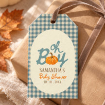 Oh garcon citrouille gingham bleu baby shower