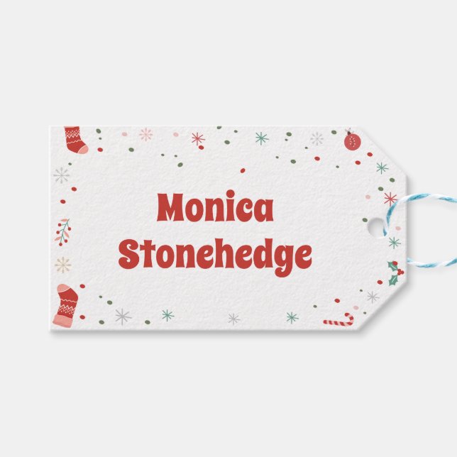 Étiquettes-cadeau Oh quel plaisir Noël anniversaire (Devant (Horizontal))