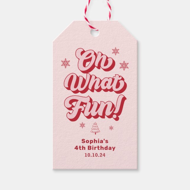 Étiquettes-cadeau Oh Quelle Joie Faveur de fête d'anniversaire de No (Devant)