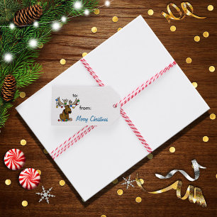 Étiquettes-cadeau Oie de Noël festive